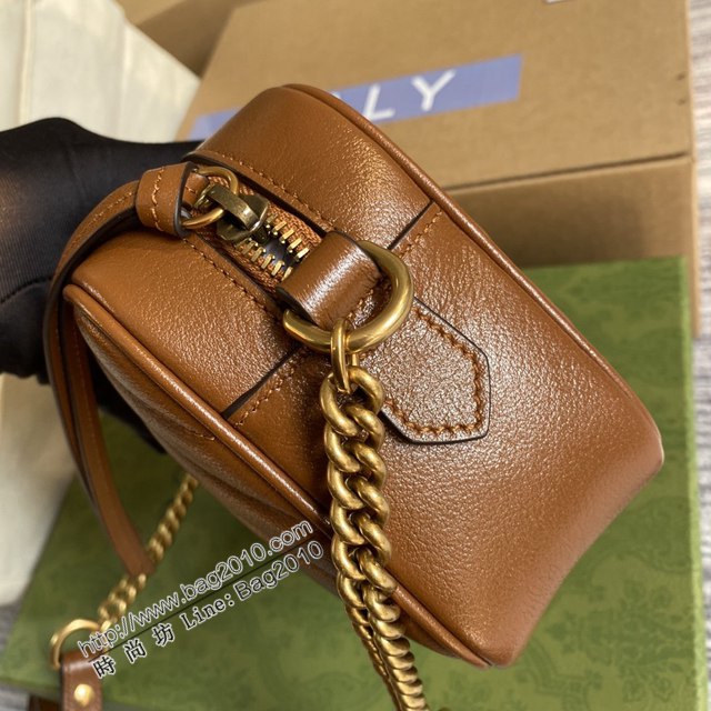 Gucci新款包包 古馳Marmont系列終曲棕色女包 Gucci正品原廠皮相機包 448065  ydg3163